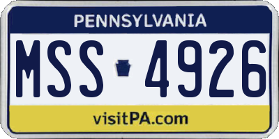 PA license plate MSS4926