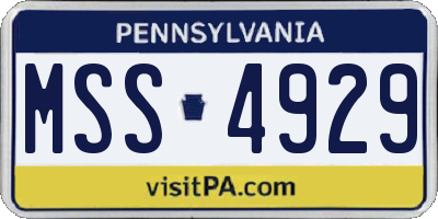 PA license plate MSS4929