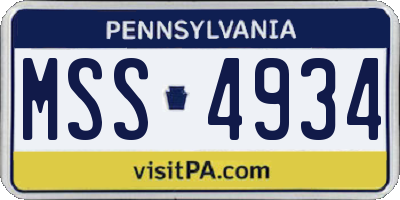 PA license plate MSS4934