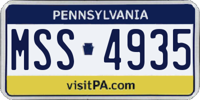 PA license plate MSS4935