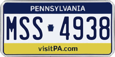 PA license plate MSS4938