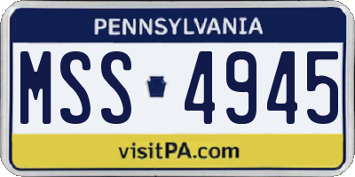 PA license plate MSS4945