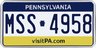 PA license plate MSS4958