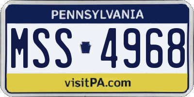 PA license plate MSS4968