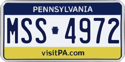 PA license plate MSS4972