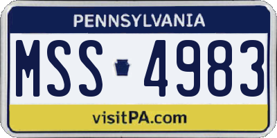PA license plate MSS4983