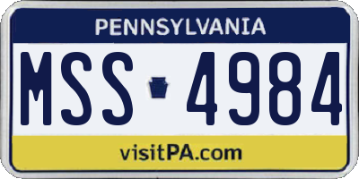 PA license plate MSS4984