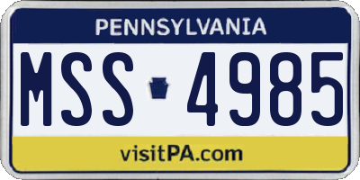 PA license plate MSS4985