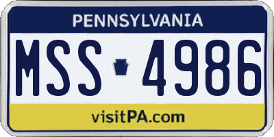 PA license plate MSS4986