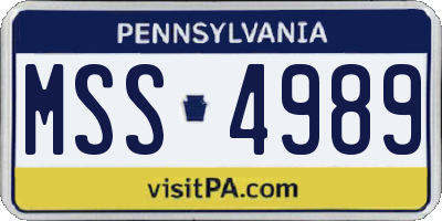 PA license plate MSS4989
