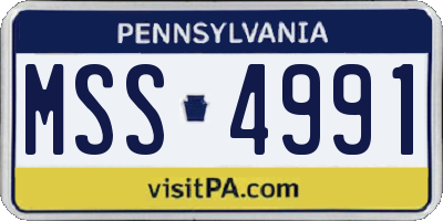 PA license plate MSS4991