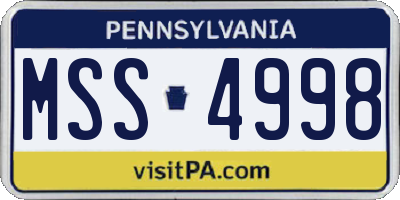 PA license plate MSS4998