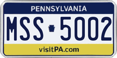 PA license plate MSS5002
