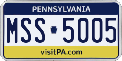 PA license plate MSS5005