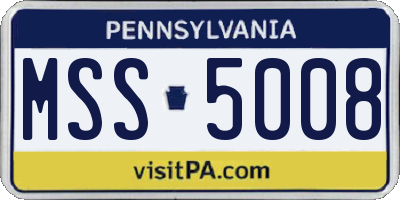 PA license plate MSS5008