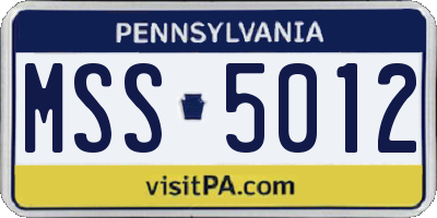 PA license plate MSS5012