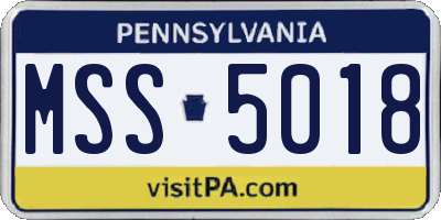 PA license plate MSS5018