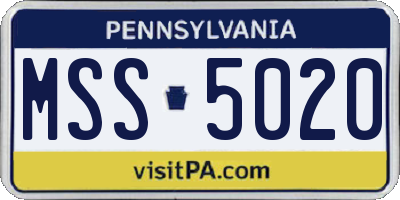 PA license plate MSS5020