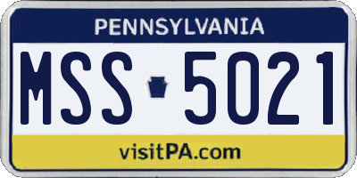 PA license plate MSS5021
