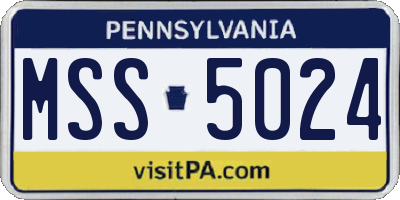 PA license plate MSS5024