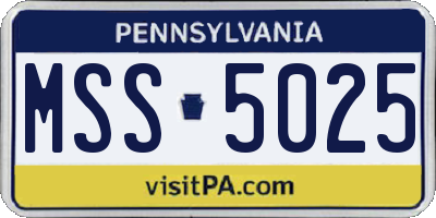 PA license plate MSS5025