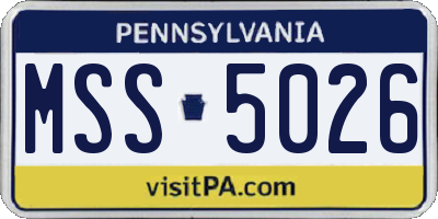 PA license plate MSS5026