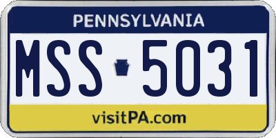 PA license plate MSS5031
