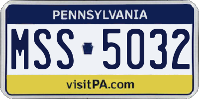 PA license plate MSS5032