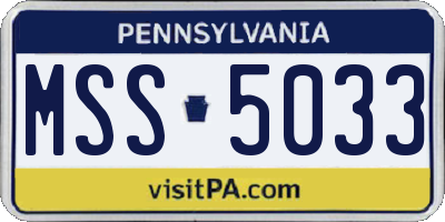 PA license plate MSS5033