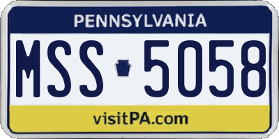 PA license plate MSS5058