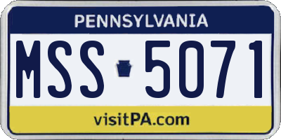 PA license plate MSS5071