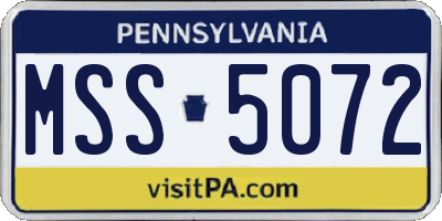 PA license plate MSS5072