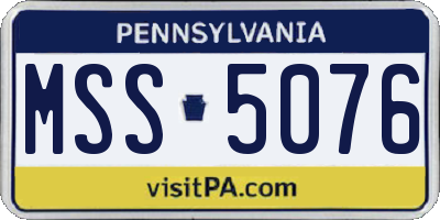 PA license plate MSS5076