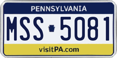 PA license plate MSS5081