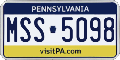 PA license plate MSS5098