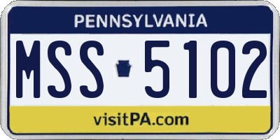 PA license plate MSS5102