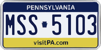 PA license plate MSS5103