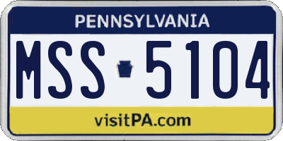 PA license plate MSS5104