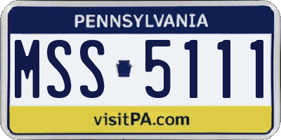 PA license plate MSS5111