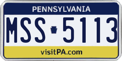 PA license plate MSS5113
