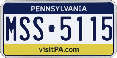 PA license plate MSS5115