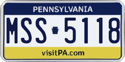 PA license plate MSS5118