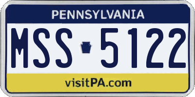 PA license plate MSS5122