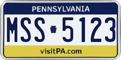 PA license plate MSS5123