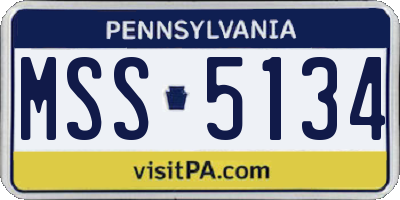 PA license plate MSS5134