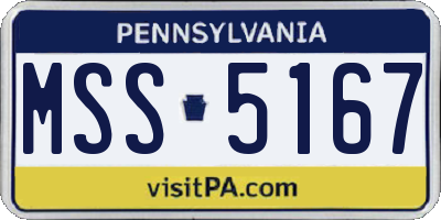 PA license plate MSS5167