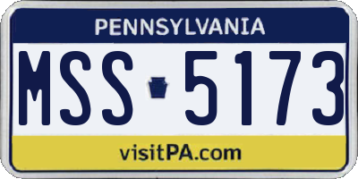 PA license plate MSS5173