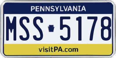 PA license plate MSS5178
