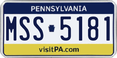PA license plate MSS5181
