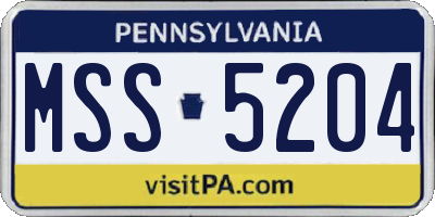 PA license plate MSS5204
